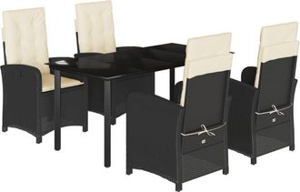 vidaXL Set De Muebles Jard&iacute;n 5 Pzas Con Cojines Rat&aacute;n Sint&eacute;tico Negro Vidaxl