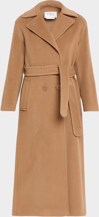 Akris Long Double-Breast Belted Wool-Cashmere Coat