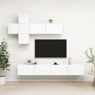 vidaXL 7 Piece TV Cabinet Set White Engineered Wood vidaXL