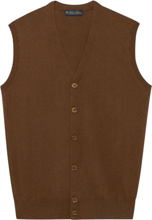 Brooks Brothers Zijde-Kasjmier Vest - Heren - Vesten - Beige - XL - Kasjmier - Truien & Vesten