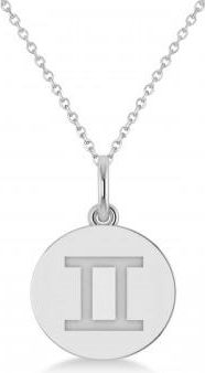 Allurez Gemini Disk Zodiac Pendant Necklace 14k White Gold