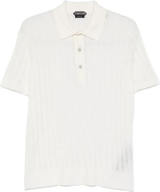 Tom Ford Katoenen Zijde Gebreide Polo - Heren - Polos - Wit - XL - Katoen - Tops