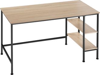 TecTake Escritorio, madera y acero, 2 estantes 140 x 60 x 76,5 cm madera clara