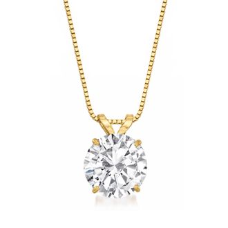 Ross-Simons CZ Solitaire Necklace in 14kt Yellow Gold