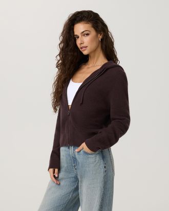 Vuori Clothing &Eacute;milie Cashmere Rib Double Zip | Dark French Roast | XS, Size Extra Small