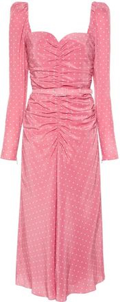 Alessandra Rich polka-dot midi dress - women - Cupro/Silk/Polyamide/Calf Leather - 42 - Pink