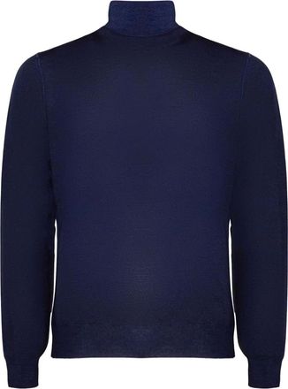 Fedeli Maglione a collo alto con orlo a coste - Blu