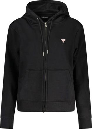 Guess Zwarte Katoenen Hoodie met Rits - Dames - Vesten met rits - Zwart - XL - Katoen - Hoodies & sweatvesten