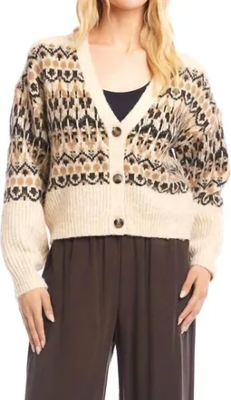 Karen Kane Jacquard Cardigan Sweater In Multicolor