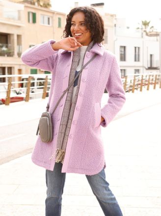 Casual Looks Kurzmantel CASUAL LOOKS, Damen, Gr. 36, lila (mauve), 100% Polyester, unifarben, unifarben mit Farbeinsatz, unifarben mit Farbeins&auml;tzen, M&auml;ntel Kurzma