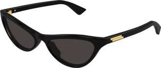 Bottega Veneta Zwart/Grijs Zonnebril Bv 1414S - Dames - Zonnebrillen - Zwart - 56 MM - Accessoires