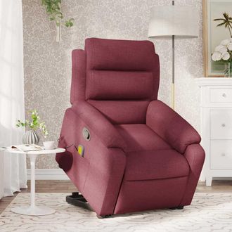 vidaXL Vidaxl - Sill&oacute;n Reclinable De Masaje Elevable Tela Rojo Tinto