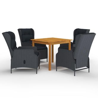 vidaXL Juego De Comedor Para Jard&iacute;n De 5 Piezas Gris Oscuro Vidaxl