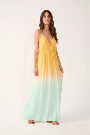 Dress To Bicolor Ombre V-Neck Maxi Dress In Multi