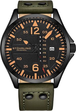 Stührling Aviator Quartz Black Dial Mens Watch M13666
