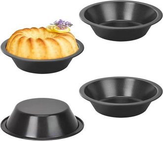 OEM Set Di 4 Mini Teglie Da Forno Per Quiche E Pasta Nata Da 10 Cm, In Acciaio Al Carbonio, Ideali Per Crostate, Dessert E Muffin