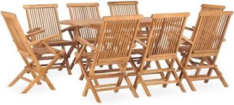 vidaXL 9 Piece Folding Outdoor Dining Set Solid Teak Wood Vidaxl