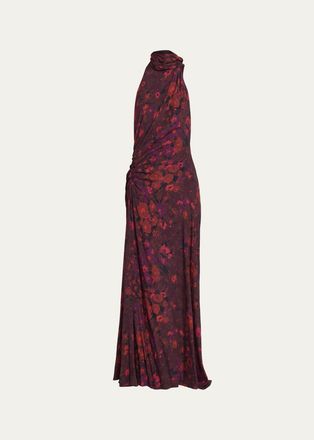 A.L.C. Scarlett Floral Gathered Scarf Halter Gown