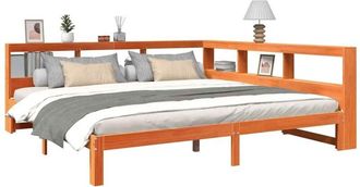 vidaXL Vidaxl - Cama Con Estanter&iacute;a Sin Colch&oacute;n Madera Maciza Marr&oacute;n 180x200cm