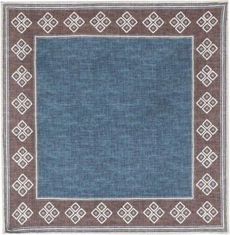 Brunello Cucinelli Mens Blue And Brown Patterned Pocket Square