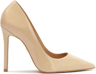 Kazar Gelakte hoge hakken pumps. Dit product valt groot uit. - Dames - Pumps - Beige - 39 EU - Leer - Schoenen