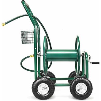Costway Carro Portamangueras Metal Carrito De Manguera De Jard&iacute;n Reigo Soporte De Manguera Verde