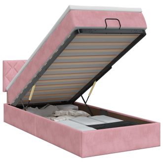 vidaXL Letto Ottomano Con Materasso Rosa 90 X 200 Cm Velluto Vidaxl