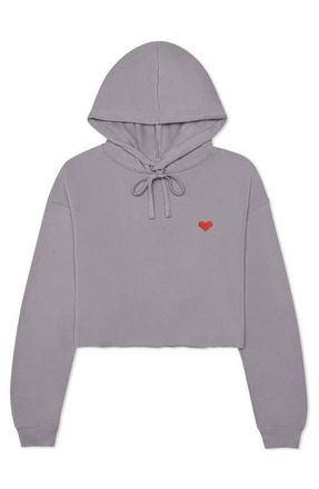 Dalix Pixel Heart Cropped Hoodie in Storm Gray at Nordstrom, Size Xx-Large
