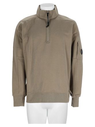 C.P. Company Grey High-Collar Half-Zip Cotton Sweatshirt