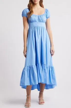 Moon River Poplin High-Low Maxi Dress in Light Blue at Nordstrom Rack, Size X-Large