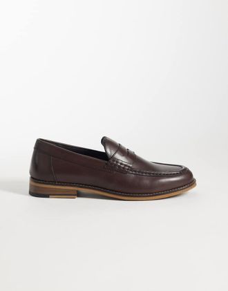 Asos Mocassini college marroni in pelle-Marrone