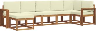 vidaXL Conjunto De Sof&aacute;s De Exterior 7 Uds. Natural Y Crema Vidaxl