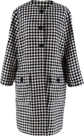 Dolce & Gabbana Black & White Houndstooth Wool Coat Size M