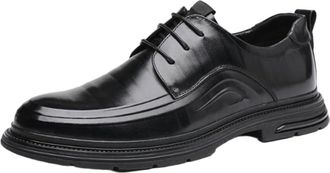 Generic Mens Full Grain Leather Oxford Dress Shoes Lightweight British Trend Style Genuine Leather Young Look Business Comfort Footwear for Office Work and Da