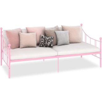 vidaXL Estructura De Cama Sin Colch&oacute;n Metal Rosa 90x200 Cm Vidaxl