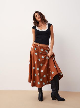 Free People Womens Betty low-rise flared midi skirt
