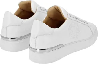 Philipp Plein Mens Hexagon Logo Low-Top Sneaker White Leather Rubber