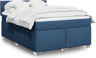 vidaXL Cama Box Spring Con Colch&oacute;n Tela Azul 140x190 Cm Vidaxl