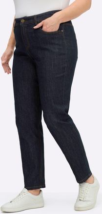 Sheego 5-Pocket-Jeans SHEEGO, Damen, Gr. 40, Normalgr&ouml;ssen, blau, schwarz, 75% Baumwolle, 24% Polyester, 1% Elasthan, unifarben, lang, Jeans 5-Pocket-Jeans