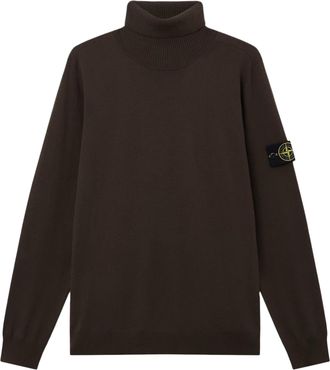 Stone Island T-Neck Ribbed Logo Turtleneck Top