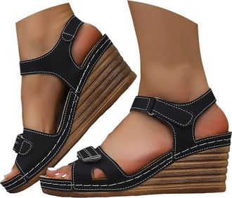 Generic Orthopedic Sandals with Arch Support Strappy Sandals for Women 2026 Wedge Comfortable Walking Shoes Cushion Footbed Platform Slides Dressy Summer Beac