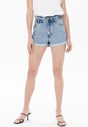 Only Jeansshorts ONLY ONLCUBA LIFE PAPERBAG, Damen, Gr. XS (34), N-Gr, blau (light blau denim), Denim/Jeans, Obermaterial: 100% Baumwolle, Abriebeffekte, J