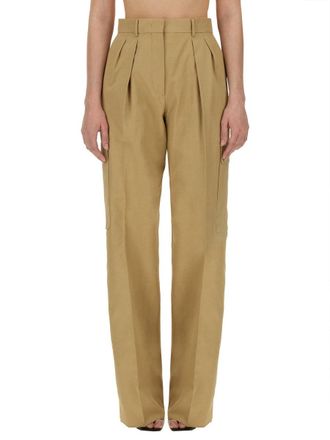 Sportmax High-Waisted Brown Straight-Leg Cargo Pants