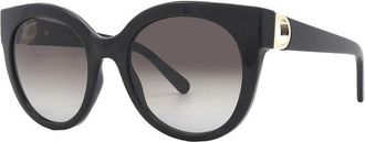 Ferragamo Sunglasses Round Full Rim, Black Frame And Grey Gradient Lens Sf1031S001