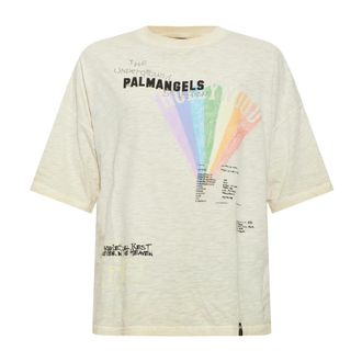Palm Angels T-shirt in Cotone con Stampa - - Tops - Uomo - Beige - L