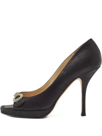 Jimmy Choo London 110mm open-toe embellishment pumps - Black