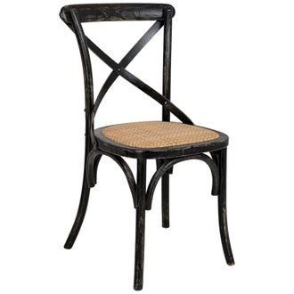 Wanderlust Deco Silla De Madera Y Asiento De Rat&aacute;n Negro 44x42x46/88cm