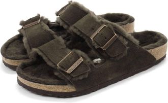 Birkenstock Mens Arizona Shearling Sandals In Mocha