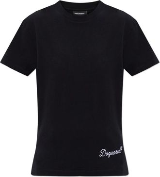 Dsquared2 T-shirt met Logo - Dames - T-shirts - Zwart - M - Katoen - Tops