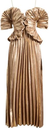 Acler Hillsome Pleated Off the Shoulder Gown in Gold at Nordstrom, Size 10